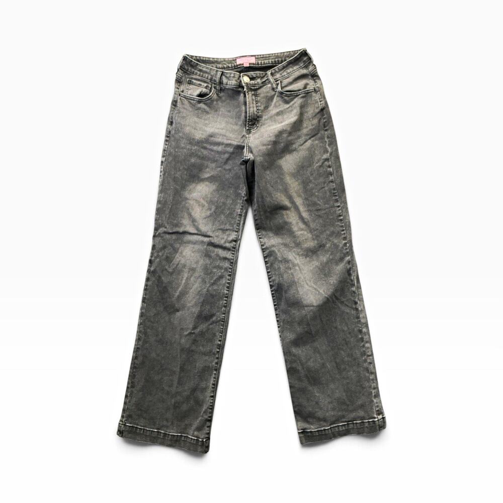 Juicy Couture Women's Gray Acid Wash Straight Leg Jeans Mid Rise 5-Pocket Logo